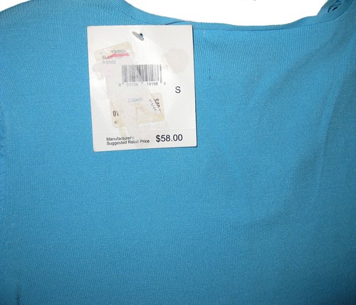 Pink Poodle Brand Shirt Top Blue Criss Cross Tie Collar Womens Juniors Small $58 - Picture 4 of 4