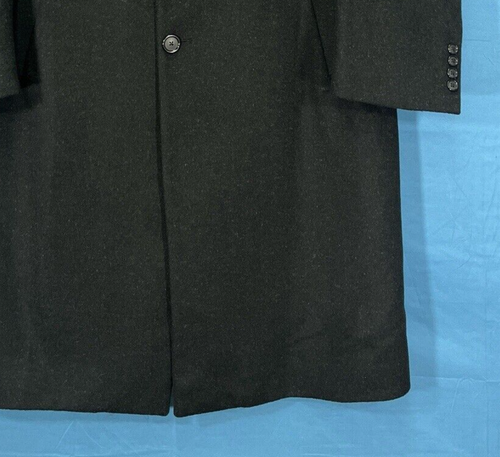 PERRY ELLIS Portfolio 100% WOOL Black 3-BUTTON Single Breasted TRENCH COAT 40/R - Picture 4 of 5