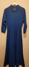 Halston Women Wool-Cashmere Blend SweaterDress  Petrol Blue Sz S ( Sz 4/6)