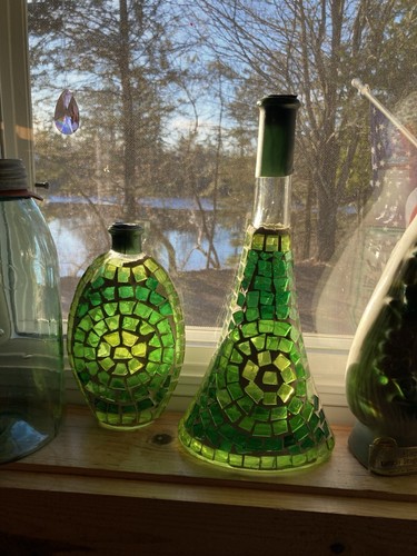 2 Green Mosaic Tile Tiki Tabletop Torches. Vintage. Sealed - Picture 13 of 13