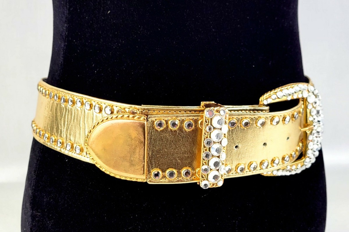 boutique brand St. Maarten Texas Leather Vintage Crystal Belt SZ XS il_fullxfull.6192911982_8hkb.jpg main image 2