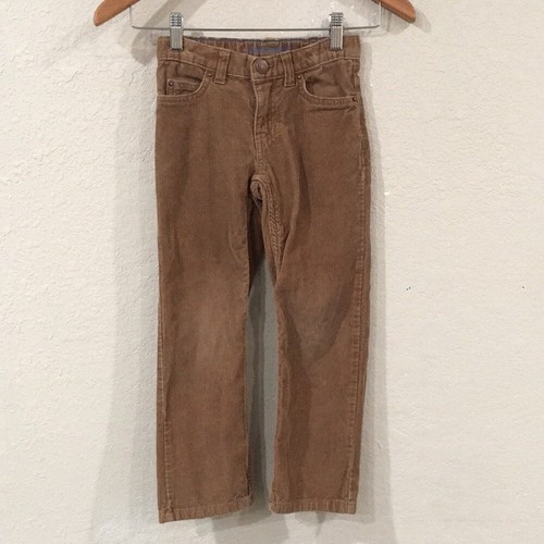 Lands' End Boy 5 Pants Brown Corduroy Straight Leg Adjustable 100% Cotton Preppy