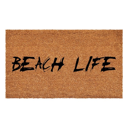 Beach Life Doormat, (Tan/Black, 24" x 36" x 0.60")