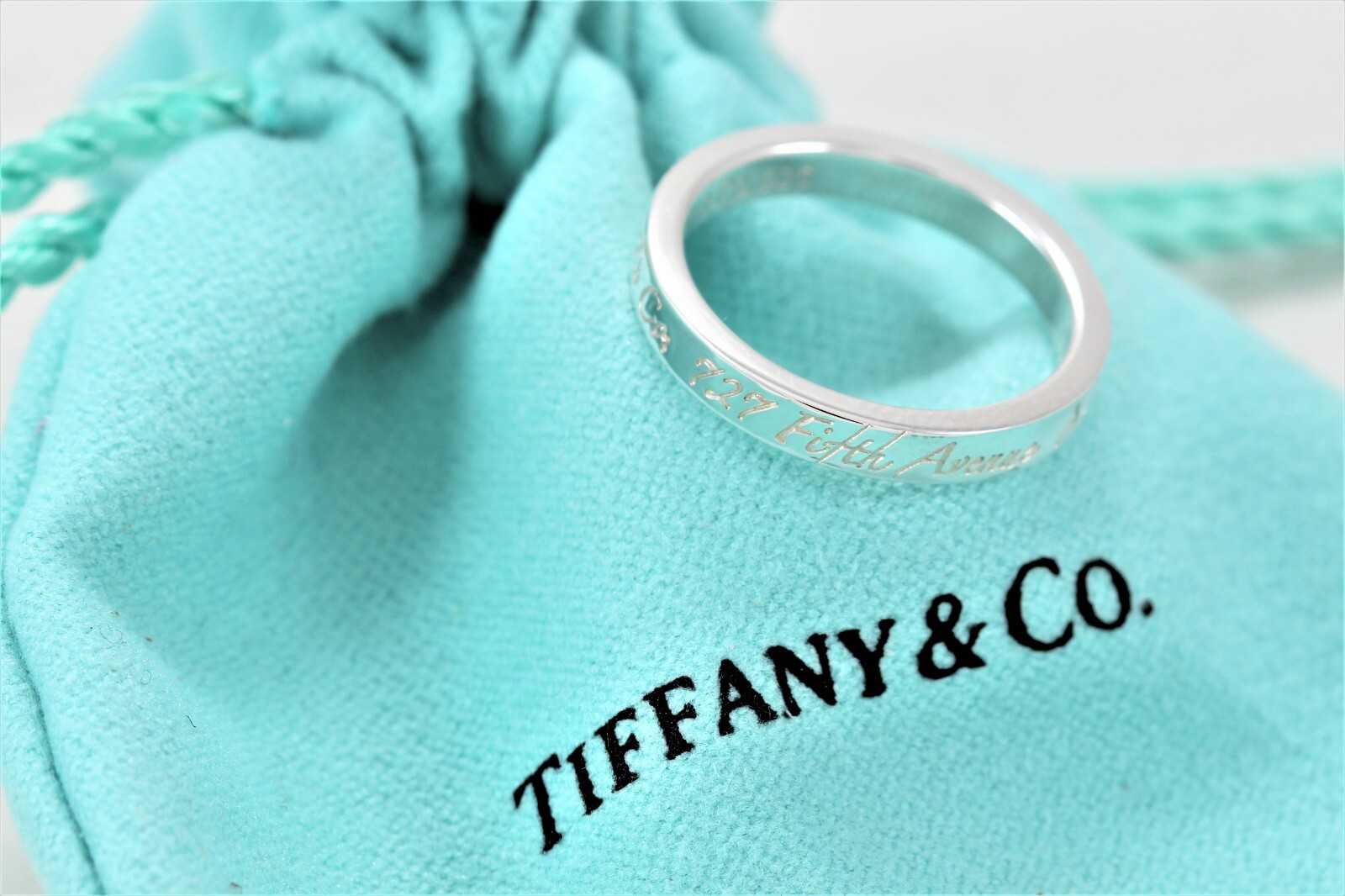 Tiffany & Co Silver Fifth Avenue Notes Narrow Band Ring eBay