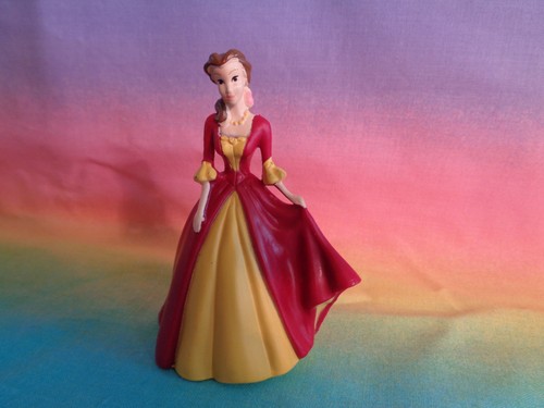 Disney Beauty & The Beast Belle Wine Red / Gold Dress PVC Figure Cake Topper - Picture 2 of 5