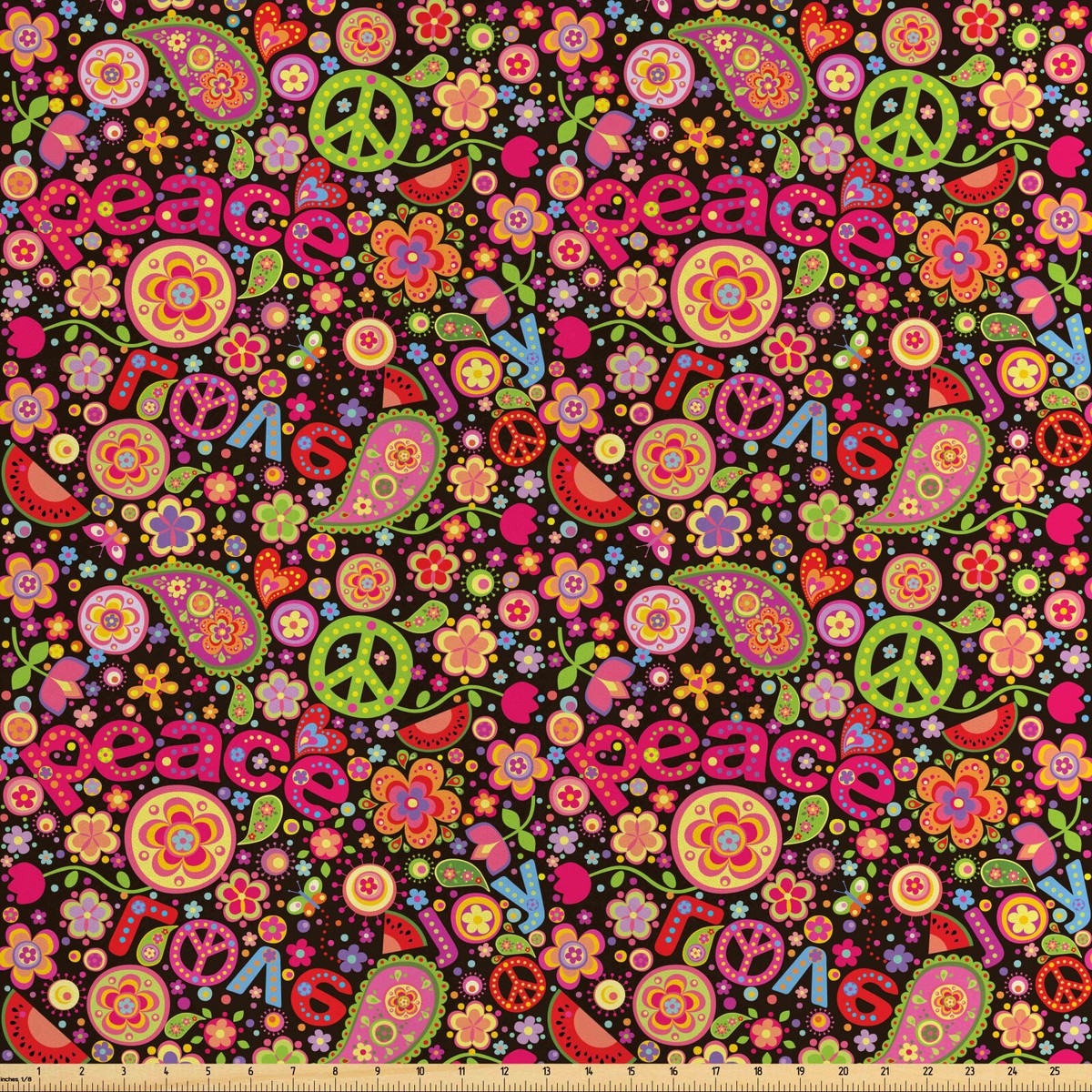 toll Satin Stoff als Meterware Hippie-Paisley-Blätter