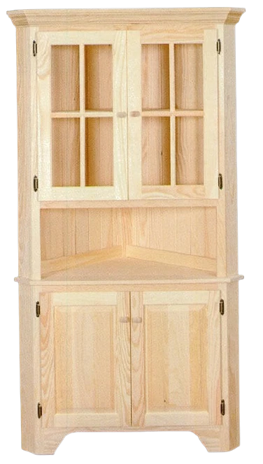 NEW AMISH Unfinished Solid Pine Extra Large Corner Hutch Hand Made In USA