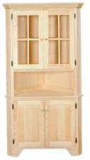 NEW AMISH Unfinished Solid Pine | Extra Large Corner Hutch | Hand Made In USA