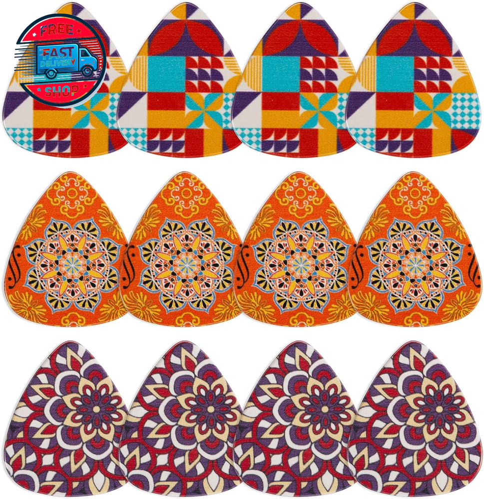 Guitar Picks 12Pack, Premium Celluloid Medium Gauges (.71Mm) Guitar Picks for A