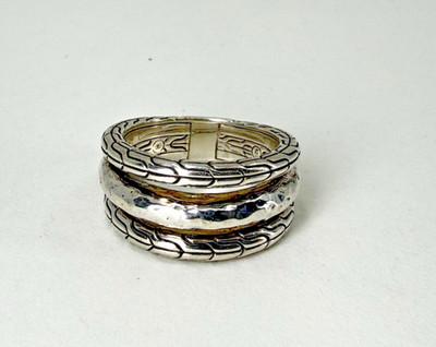 JOHN HARDY Classic Sterling Silver 925 Triple Brand Ring S 7