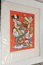 LITOGRAFIA DI BENITO JACOVITTI 1966- SERIE UMORISTICA PUGILATO ( BOXING)