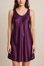 VTG Cinema Etoile Women  s Sz M Purple Satin Nightgown Chemise Sleeveless
