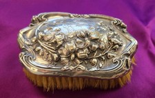 Sterling Silver Floral Clematis Engraved Vanity Brush Antique Victorian as-is