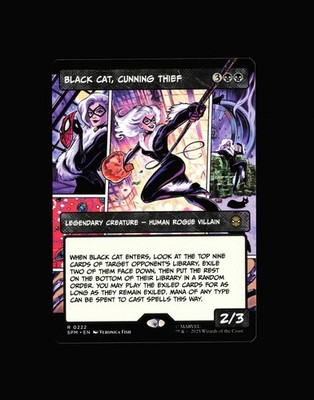 MTG: Black Cat, Cunning Thief (Borderless) #222 R Normal NM Marvel's Spider-Man