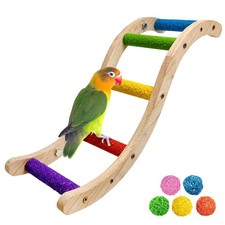 Hamiledyi Nature Wooden Bird Ladder Pet Parrots Climb Bridge Exercise Stands ...