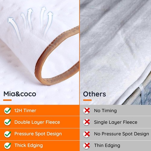 Manta térmica eléctrica Mia&Coco, manta térmica con temporizador y ajustes de calor - Imagen 4 de 6