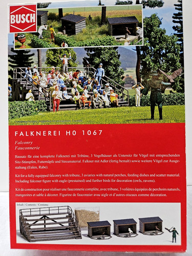 Nuevo BUSCH HO Escala "Falconry" con 3 Aviarios, Figura, Pájaros, Soporte de Visualización #1067 | Condition: New