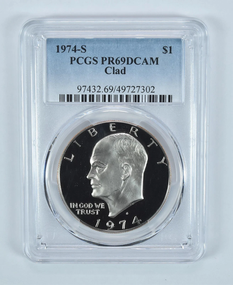 PCGS Certified PR 69 Graded 1974 Eisenhower Dollars (1971-1978