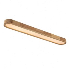 Dimmable Modern Linear LED Flush Mount Ceiling Lighting Fixtures Wood W/Remote
