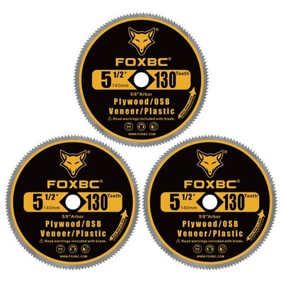 FOXBC 5-1/2-Inch 130 Tooth Plywood, Veneer, OSB, Plastic Cutting Yellow 