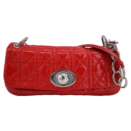 Sac bandoulière à rabat matelassé Dior Rendezvous Cannage en cuir verni femme taille unique