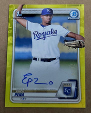 2020 Bowman Chrome Erick Pena 1st Bowman Yellow Refractor Auto 71/75 Made