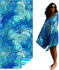 Thin Lightweight Microfiber Beach Towel Sand Free Quick Dry Absorbent Compact To
