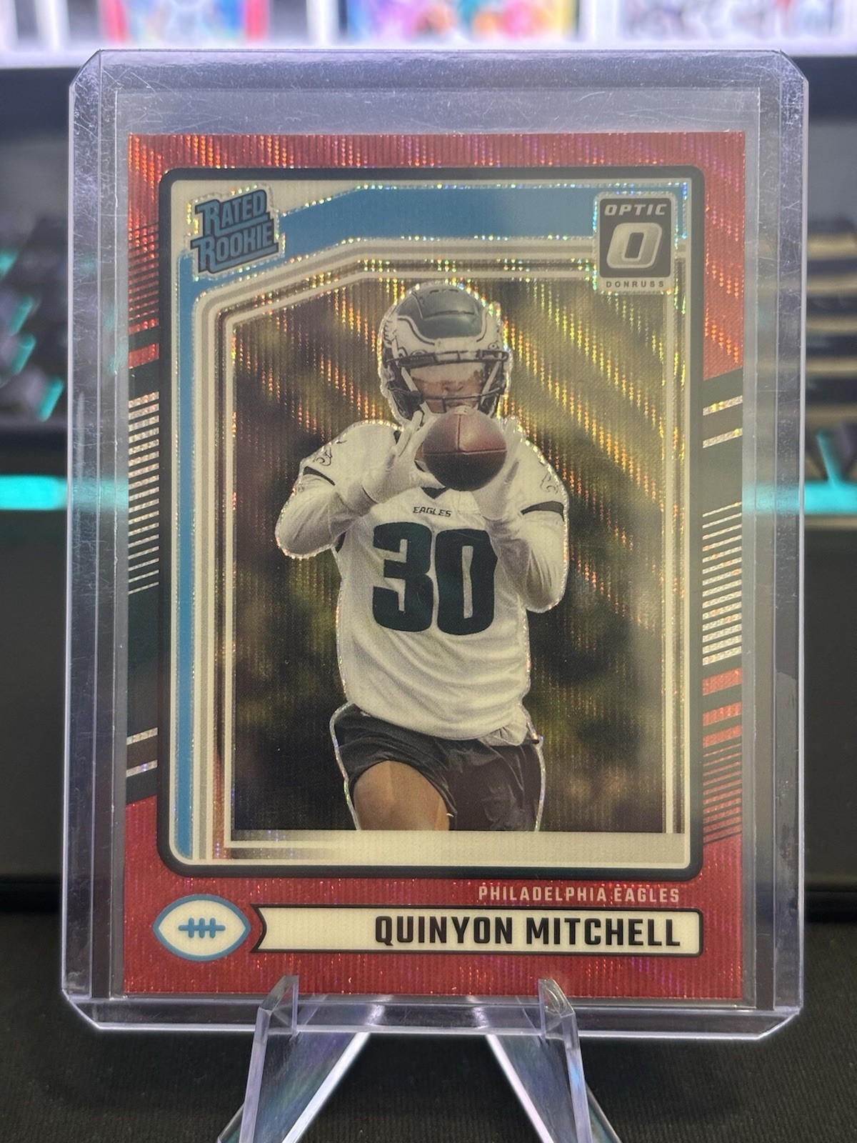 2024 Donruss #361 Quinyon Mitchell Optic Rated Rookies Preview Red Wave Eagles