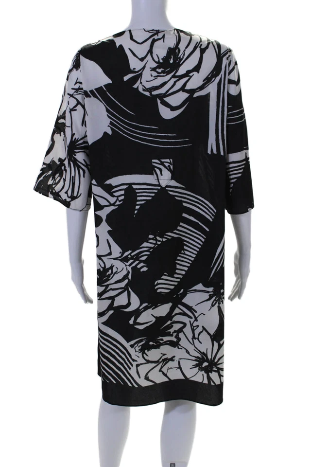 Vestido recto Gottex para mujer con textura cuello alto media manga bloques de colores talla negra Foto 3 de 4