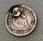 🐒 1856 Seated Liberty Half Dime - 90% Silver - Holed