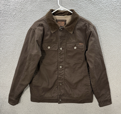 #ad Woolrich Jacket Adult Medium Brown Canvas Sherpa Fleece Lined Chore Barn Y2K $47.49