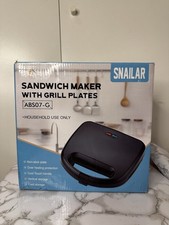 Snailar 2 Slice Sandwich Toaster with Grill Plates, Non-Stick, PFOA Free, 750W,