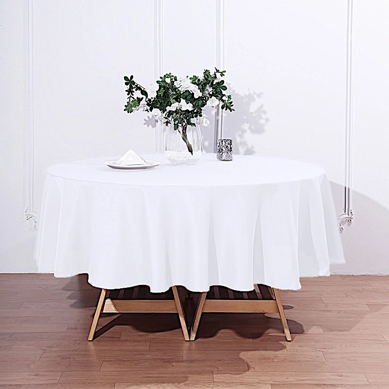 10 WHITE 90" ROUND POLYESTER TABLECLOTHS Wholesale Tabletop Decorations SALE - Image 4 of 4