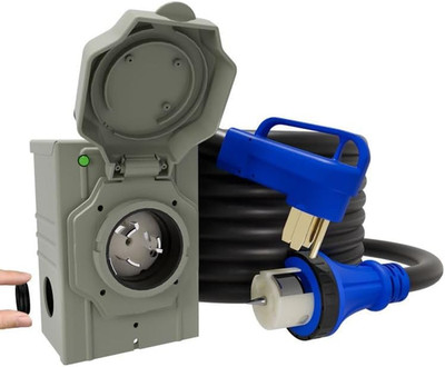 50AMP 15Feet Generator Cord with Pre-Drilled Power Inlet Box, 4 Prong 125V/250V