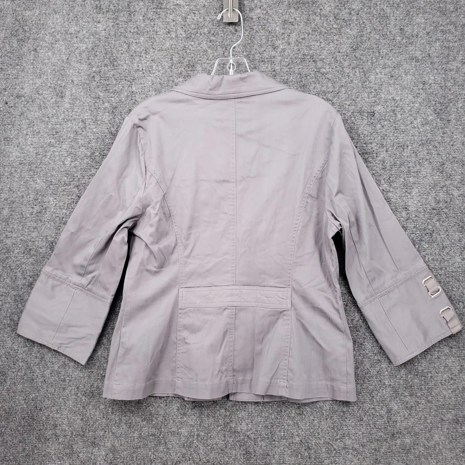 Blazer Tribal Mujer 12 Gris Cremallera Chaqueta Muesca Manga Larga Bolsillo Elástico Foto 2 de 4