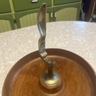 Vintage Wood Bowl with Brass Nutcracker Made In  Japan — photo 3