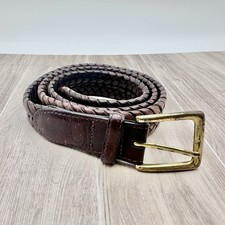 Brighton Men  s Classic Woven Braided Dark Brown Leather Belt  Size 34