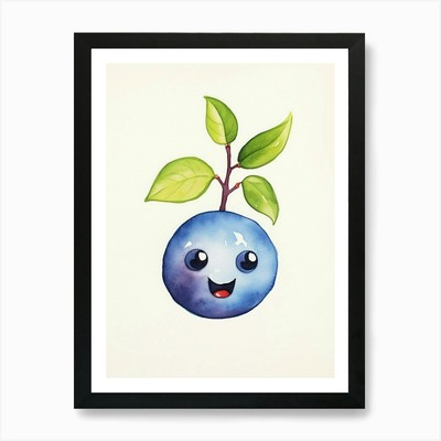 Friendly Kids Blueberry 2 Kunstdruck gerahmt Wandbild Poster Leinwanddruck Bild