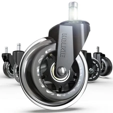 Office Chair Wheels 3 Roller Blade Casters Set of 5 for Hardwood Floors