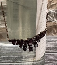 Collier Kette Halskette mit 21 Granaten 333er Gold Granatschmuck