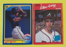 1990 Atlanta Braves Rookie Cards - SCORE JUSTICE #650 & DONRUSS STEVE AVERY #39