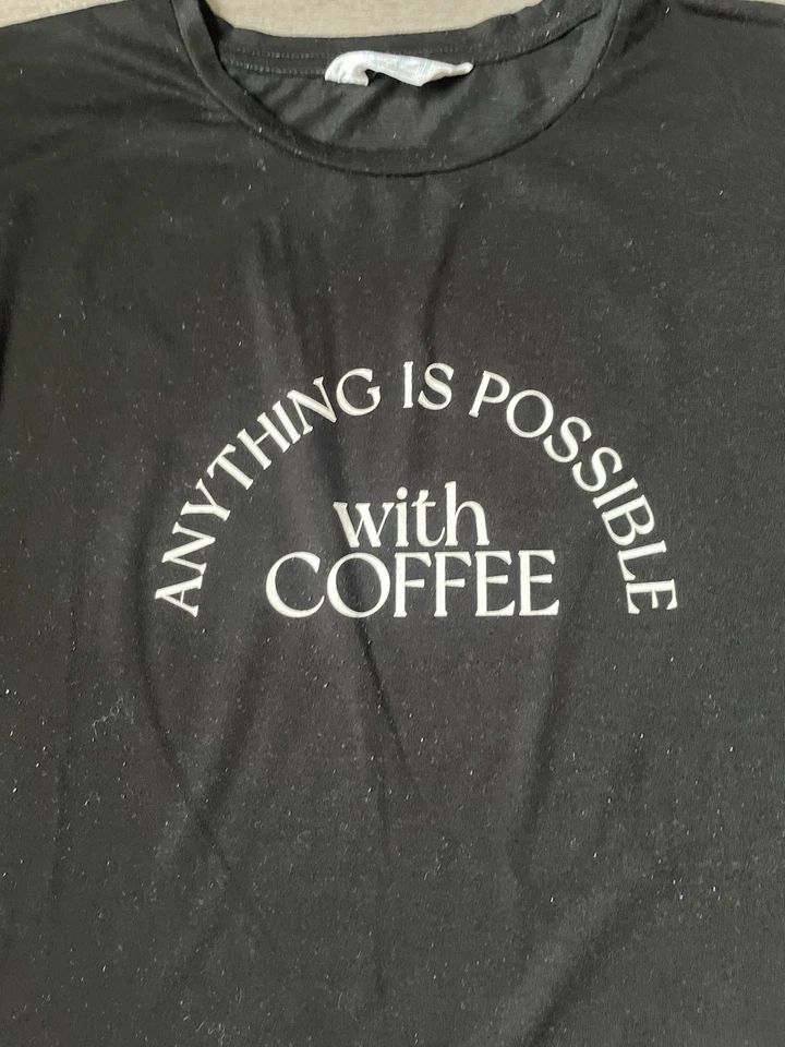 Women’s Black Colour Long Tunic Top “Anything Possible With Coffee UK Size 22/24 - Image 2 of 3
