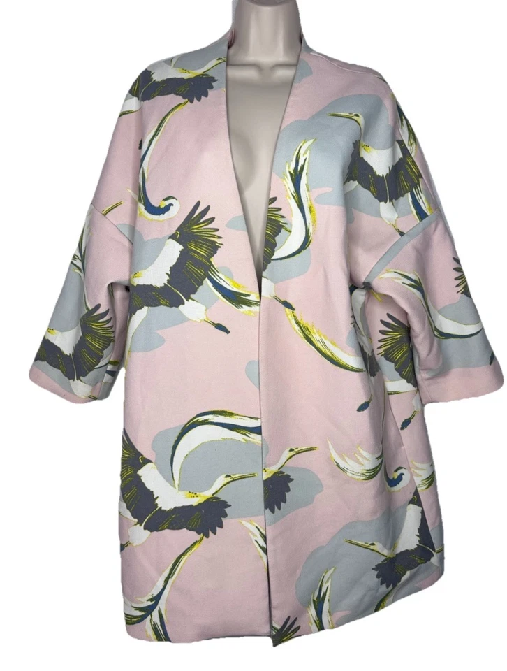 Chaqueta Kimono Estampado Grúa H&M Plumero Rosa Forrada Para Mujer’s M Foto 3 de 4
