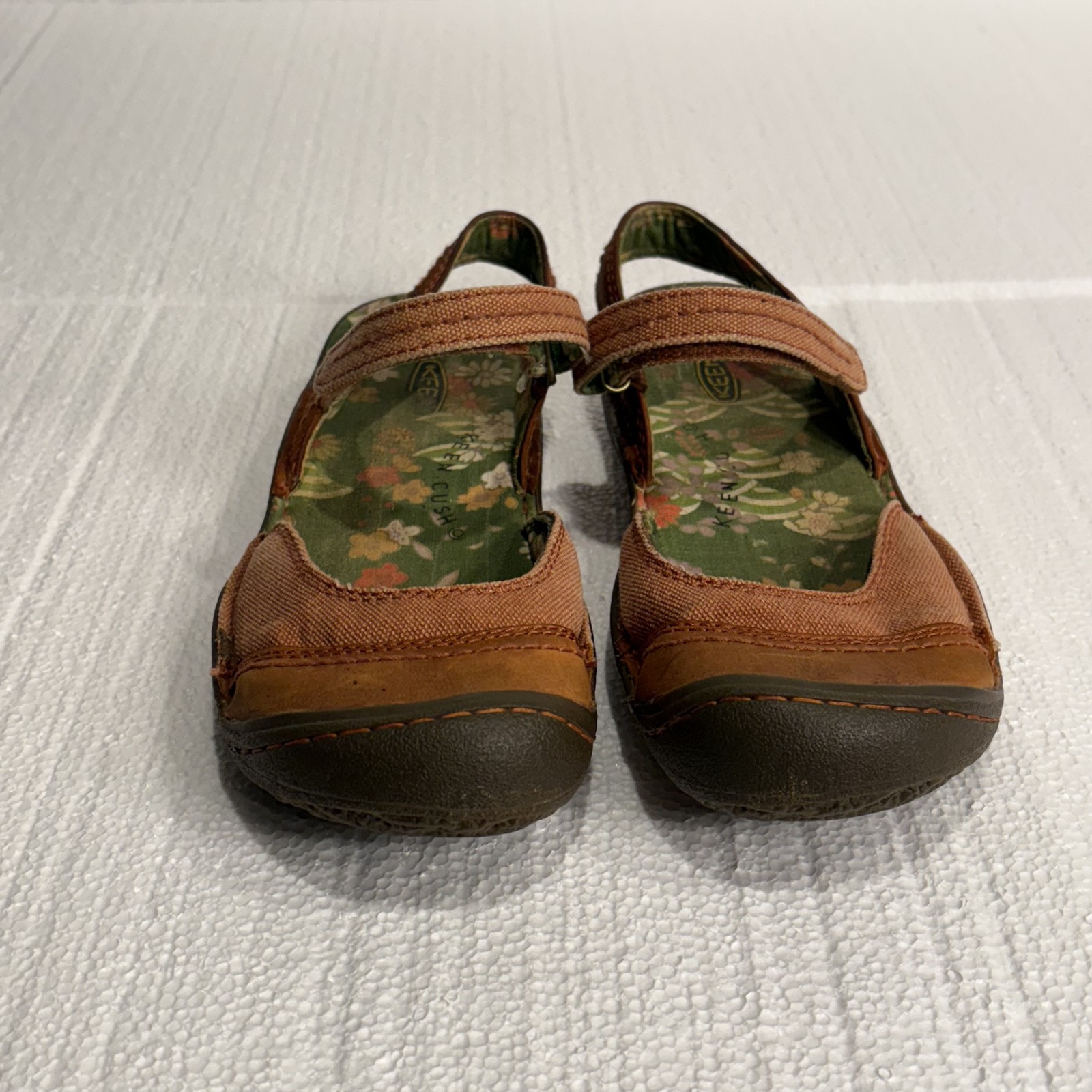 Scarpe Keen donna 7 marroni pelle tela Mary Jane comode escursionismo punta berretto