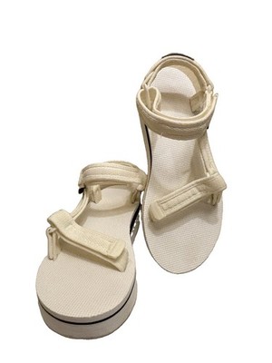 Teva Flatform Universal Sandals Cream White Platform Sport Women Size 8K 10 US