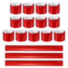 16Pcs Reflective Arm Bands, 11.8"High Visibility Bands, Red  Square 