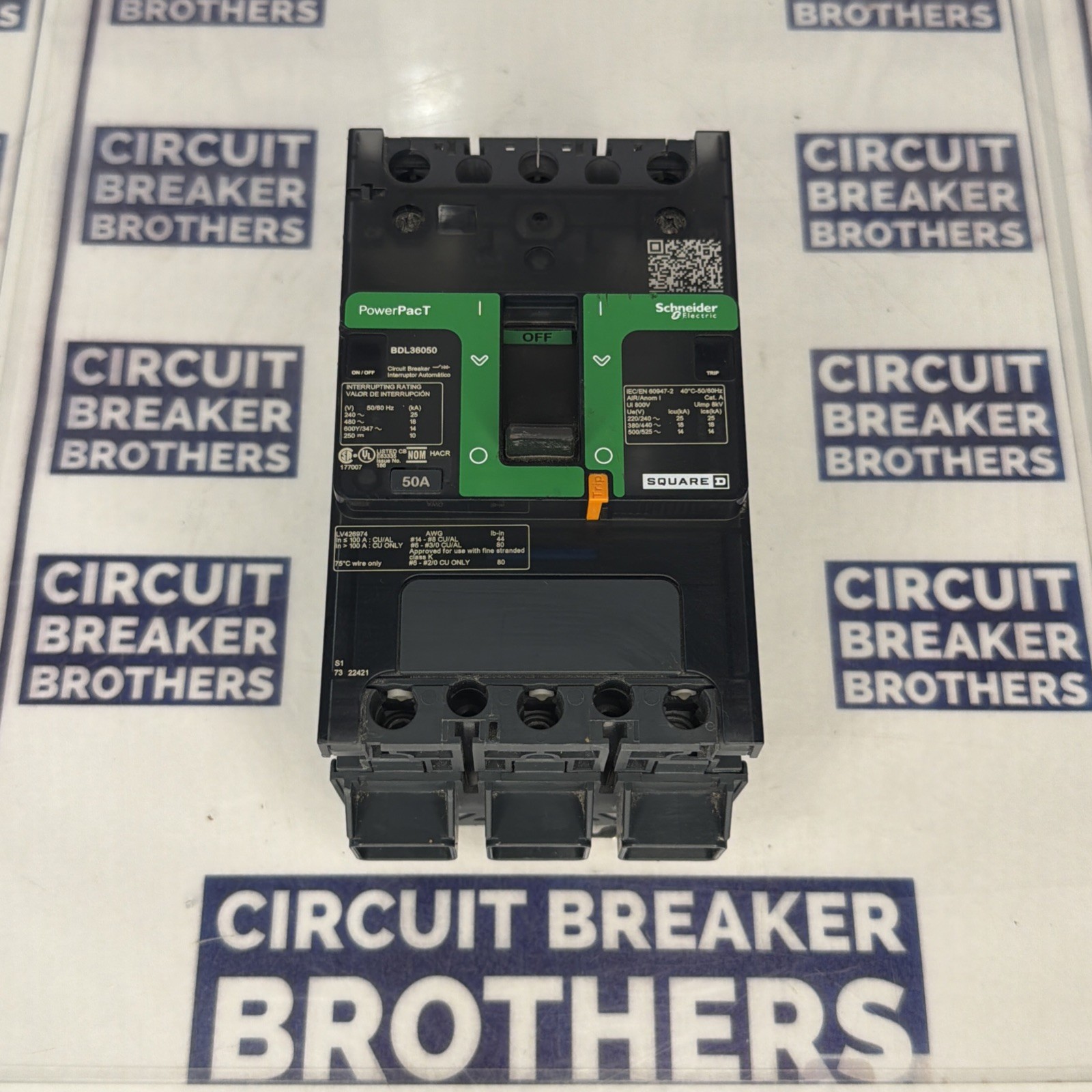 Square D BDL36050 50 Amp 600 Vac 3 Pole Circuit Breaker-Warranty (Ship Same Day)