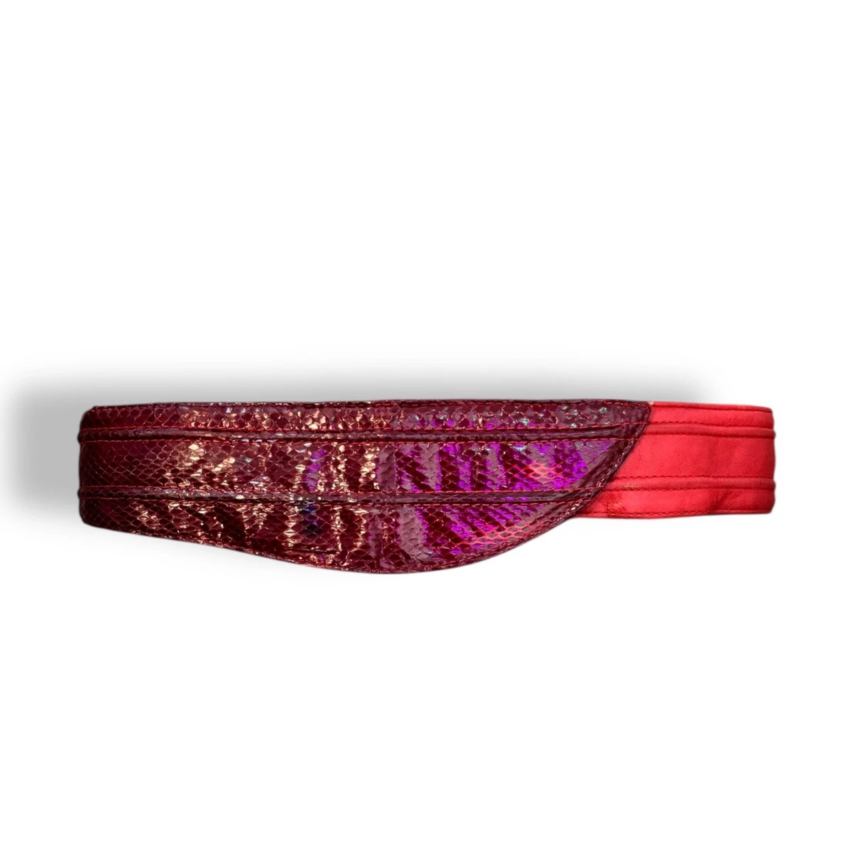Genuine snake skin leather Red and pink  Women\'s Belt Vintage Pink Snakeskin Skinny Belt 1990s Y2K | Mercari main image 3