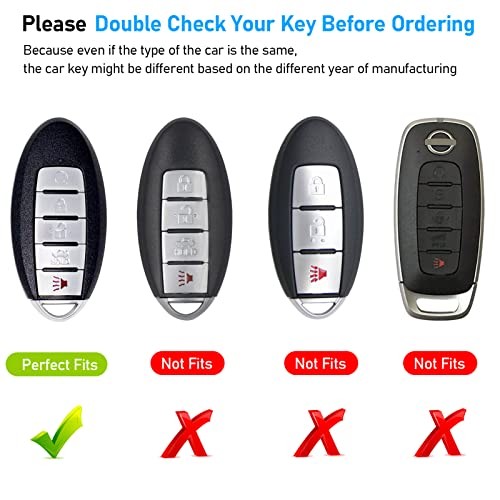 Compatible with Nissan Key Fob Cover,Key fob Case Shell for Altima Rogue grey - Afbeelding 3 van 7