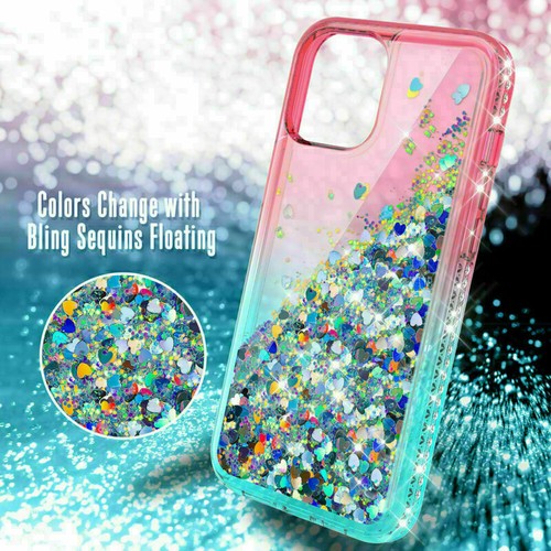 For iPhone 12 Pro Max/12 Pro mini Case Liquid Glitter TPU Cover+Tempered Glass - Picture 21 of 37